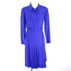 J. Peterman Long Sleeved Silk Dress Electric Blue sz 2 NEW